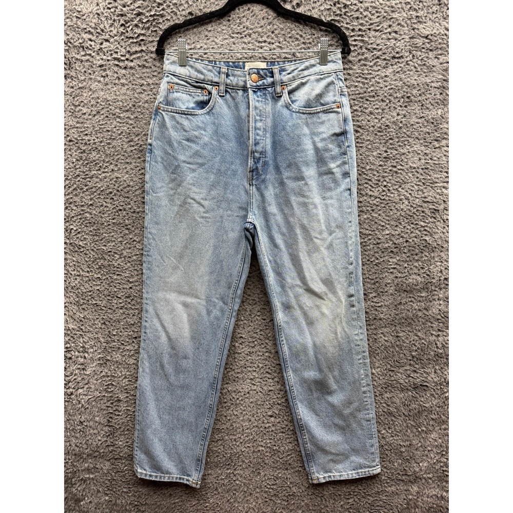 Doen High Rise Straight Leg Button Fly Denim Jeans Light Wash Womens Size 28
